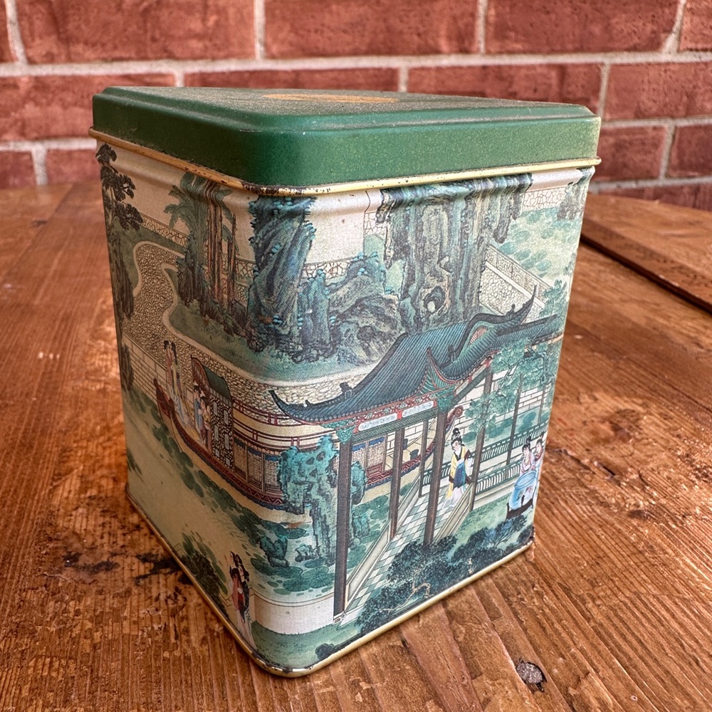 Vintage Asian-Inspired Decorative Tin